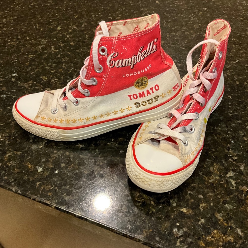 Limited Edition Andy Warhol Campbell’s Tomato Soup High Top Chuck Taylors (Rare)